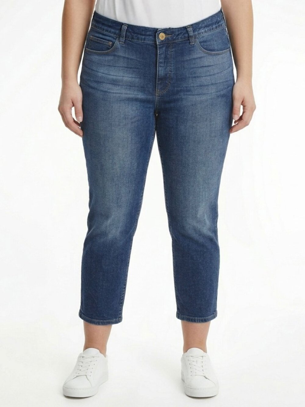 Calvin Klein Jeans Women's Medium/Dark Wash Straight Leg Crop Denim Pants 14/32
